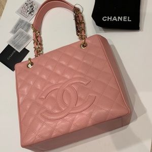Rare🦄 CHANEL Sakura 🩷9”Series Pink Caviar Leather PST Petite Tote PTT Gold HW